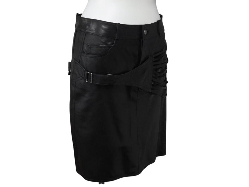 Christian Dior クリスチャン ディオール John Galliano Lamb skin Leather Skirt 2H14033350 ガリアーノ期 ラムスキン レザースカート サイズ US 4 ブラック 黒 美品 中古 4b002072