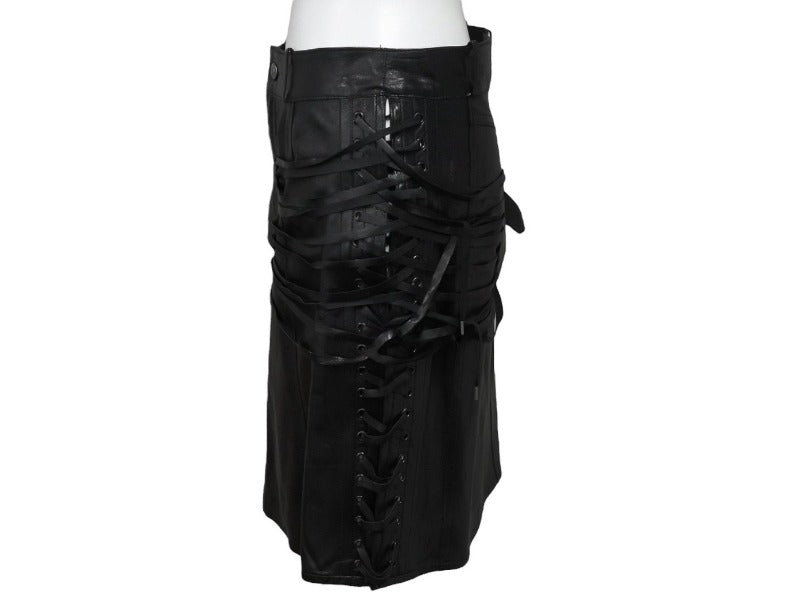 Christian Dior クリスチャン ディオール John Galliano Lamb skin Leather Skirt 2H14033350 ガリアーノ期 ラムスキン レザースカート サイズ US 4 ブラック 黒 美品 中古 4b002072