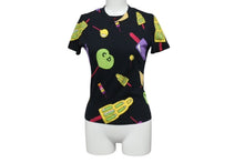 画像をギャラリービューアに読み込む, Christian Dior クリスチャンディオール 02SS ガリアーノ期 総柄 アイスクリーム Tシャツ レディース ブラック 黒 サイズ US 4 中古 4b002079