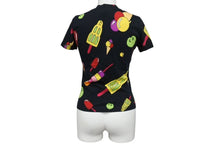 画像をギャラリービューアに読み込む, Christian Dior クリスチャンディオール 02SS ガリアーノ期 総柄 アイスクリーム Tシャツ レディース ブラック 黒 サイズ US 4 中古 4b002079