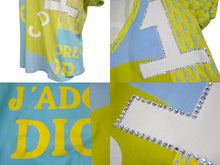 画像をギャラリービューアに読み込む, Christian Dior クリスチャンディオール ガリアーノ期 トロッター ナンバリングTシャツ Vネック 5E16155950 ライトブルー イエロー ライトグリーン 水色 サイズ US 8 中古 4b002080