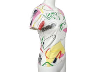 画像をギャラリービューアに読み込む, Christian Dior クリスチャンディオール ガリアーノ期 総柄 Tシャツ カットソー サドル 1E12055214 レディース ホワイト マルチカラー サイズ US 6 中古 4b002082