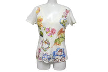 画像をギャラリービューアに読み込む, Christian Dior クリスチャンディオール ロマンティック 半袖Ｔシャツ Vネック 天使 花 犬 プリント ホワイト ジョンガリアーノ 良品 中古 4b002085