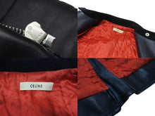 画像をギャラリービューアに読み込む, CELINE セリーヌ シープスキン レザージャケット フィービー期 ライダースジャケット 2 5H99/4533 ネイビー サイズ 36 中古 4b002086