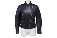 画像をギャラリービューアに読み込む, CELINE セリーヌ シープスキン レザージャケット フィービー期 ライダースジャケット 2 5H99/4533 ネイビー サイズ 36 中古 4b002086