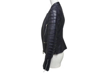 画像をギャラリービューアに読み込む, CELINE セリーヌ シープスキン レザージャケット フィービー期 ライダースジャケット 2 5H99/4533 ネイビー サイズ 36 中古 4b002086