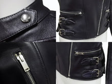 画像をギャラリービューアに読み込む, CELINE セリーヌ シープスキン レザージャケット フィービー期 ライダースジャケット 2 5H99/4533 ネイビー サイズ 36 中古 4b002086