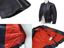 画像をギャラリービューアに読み込む, CELINE セリーヌ シープスキン レザージャケット フィービー期 ライダースジャケット 2 5H99/4533 ネイビー サイズ 36 中古 4b002086