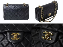 Load image into Gallery viewer, 極美品 CHANEL シャネル マトラッセ23 Wフラップ Wチェーンショルダーバッグ 1番台 ラムスキン ココマーク ブラック ゴールド金具 中古 4b002103