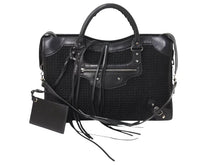 画像をギャラリービューアに読み込む, BALENCIAGA バレンシアガ クラシック シティ ハンドバッグ 2WAY 528147 メッシュ レザー ブラック シルバー金具 良品 中古 4b002112