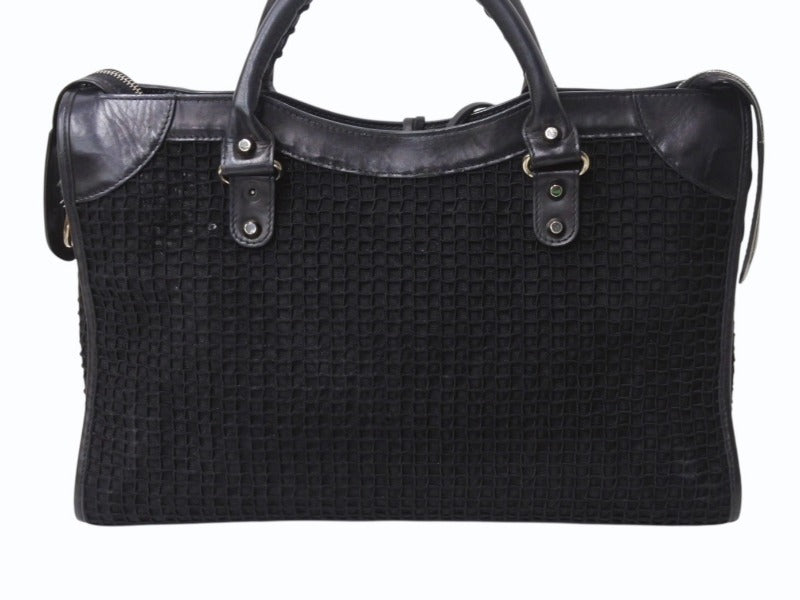 BALENCIAGA バレンシアガ クラシック シティ ハンドバッグ 2WAY 528147 メッシュ レザー ブラック シルバー金具 良品 中古 4b002112