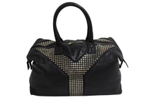 画像をギャラリービューアに読み込む, 極美品 YVES SAINT LAURENT イヴサンローラン ハンドバッグ 29233324 レザー ブラック スタッズ シルバー金具 中古 4b002114