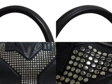 画像をギャラリービューアに読み込む, 極美品 YVES SAINT LAURENT イヴサンローラン ハンドバッグ 29233324 レザー ブラック スタッズ シルバー金具 中古 4b002114