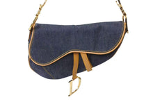 画像をギャラリービューアに読み込む, 極美品 Christian Dior クリスチャンディオール サドルバッグ ワンショルダーバッグ RU 0010 デニム ネイビー ゴールド金具 中古 4b002117