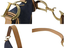 画像をギャラリービューアに読み込む, 極美品 Christian Dior クリスチャンディオール サドルバッグ ワンショルダーバッグ RU 0010 デニム ネイビー ゴールド金具 中古 4b002117