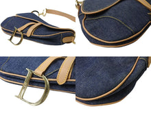 画像をギャラリービューアに読み込む, 極美品 Christian Dior クリスチャンディオール サドルバッグ ワンショルダーバッグ RU 0010 デニム ネイビー ゴールド金具 中古 4b002117
