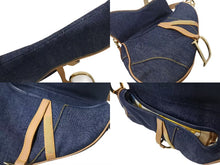 画像をギャラリービューアに読み込む, 極美品 Christian Dior クリスチャンディオール サドルバッグ ワンショルダーバッグ RU 0010 デニム ネイビー ゴールド金具 中古 4b002117