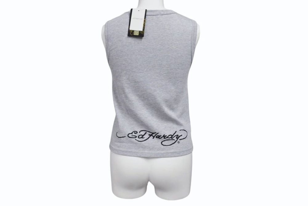New and unused Ed Hardy Tank Top Kids ED-34-02 Made in CHINA Cotton Gray Multicolor Size 140 Used 4b002120