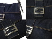 画像をギャラリービューアに読み込む, FENDI フェンディ マンマバケット ワンショルダーバッグ 26425 デニム レザー ネイビー シルバー金具 美品 中古 4b002120ff