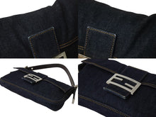 画像をギャラリービューアに読み込む, FENDI フェンディ マンマバケット ワンショルダーバッグ 26425 デニム レザー ネイビー シルバー金具 美品 中古 4b002120ff