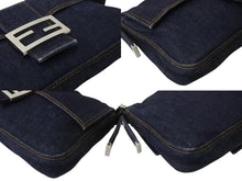 画像をギャラリービューアに読み込む, FENDI フェンディ マンマバケット ワンショルダーバッグ 26425 デニム レザー ネイビー シルバー金具 美品 中古 4b002120ff