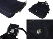 画像をギャラリービューアに読み込む, FENDI フェンディ マンマバケット ワンショルダーバッグ 26425 デニム レザー ネイビー シルバー金具 美品 中古 4b002120ff