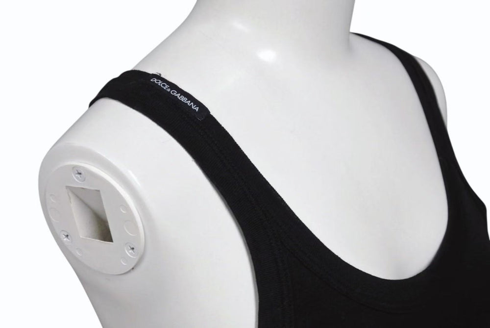 DOLCE&GABBANA Dolce&ガL'Abbana Tank Top with DG Logo, JTJ3K, Made in Italy, Cotton, Black/White, Size 40, Excellent Condition, Used, 4b002133