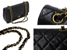 画像をギャラリービューアに読み込む, 極美品 CHANEL シャネル マトラッセ25 Wフラップ Wチェーンショルダーバッグ 3番台 ラムスキン ココマーク ブラック ゴールド金具 中古 4b002136