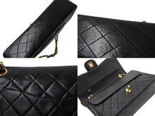画像をギャラリービューアに読み込む, 極美品 CHANEL シャネル マトラッセ25 Wフラップ Wチェーンショルダーバッグ 3番台 ラムスキン ココマーク ブラック ゴールド金具 中古 4b002136