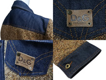 画像をギャラリービューアに読み込む, DOLCE &amp; GABBANA D&amp;G ドルチェアンドガッバーナ ツイード デニム 切り替え ロングコート ブラウン サイズXS 美品 中古 4b002153