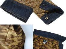 画像をギャラリービューアに読み込む, DOLCE &amp; GABBANA D&amp;G ドルチェアンドガッバーナ ツイード デニム 切り替え ロングコート ブラウン サイズXS 美品 中古 4b002153