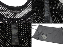 画像をギャラリービューアに読み込む, 極美品 BALENCIAGA バレンシアガ 23FW クリスタル メッシュ ミニドレス 748657 3D2B4 ブラック サイズS 中古 4b002156