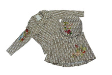 画像をギャラリービューアに読み込む, CHRISTIAN DIOR クリスチャンディオール baby Dior トロッター柄 花柄刺繍 ジャケット スカート ハット 3点セット ベージュ サイズ3A 美品 中古 4b002158