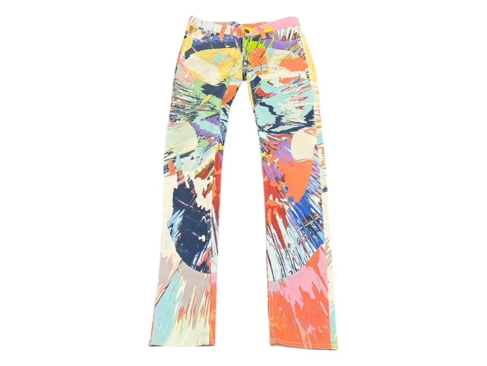 DAMIEN HIRST x LEVI'S ダミアンハースト リーバイス 2008年製 413本限定 コラボデニム スキニーフィット 総柄 サイズ26x34 美品 中古 4b002159