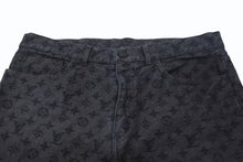 画像をギャラリービューアに読み込む, LOUIS VUITTON ルイヴィトン NBA モノグラム デニムパンツ HKD05WZNY コットン サイズ34 総柄 ブラック 美品 中古 4b002175