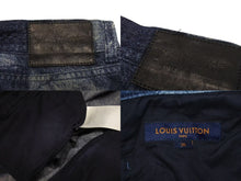 画像をギャラリービューアに読み込む, 極美品 LOUIS VUITTON ルイヴィトン ダミエソルト チェック柄デニムパンツ RM212M DR0 HLD03W ブルー コットン ゴールド金具 中古 4b002176