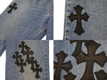 画像をギャラリービューアに読み込む, CHROME HEARTS × Levi's クロムハーツ リーバイス 517 クロスパッチ デニムパンツ インディゴブルー ブラック サイズ34 美品 中古 4b002200