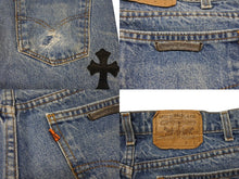 画像をギャラリービューアに読み込む, CHROME HEARTS × Levi's クロムハーツ リーバイス 517 クロスパッチ デニムパンツ インディゴブルー ブラック サイズ34 美品 中古 4b002200