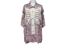 画像をギャラリービューアに読み込む, 新品未使用 KAPITAL キャピタル レーヨン 桜 BONE pt アロハシャツ K2503SS049 ボタンアップ ボーン 骨 SAX サックス サイズ 5 XXL 中古 4b002201