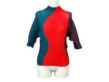 画像をギャラリービューアに読み込む, 極美品 ISSEY MIYAKE イッセイミヤケ シェイプドプリーツシャツ IM31FJ638 レッド ブルー ポリエステル サイズ2 中古 4b002204