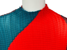 画像をギャラリービューアに読み込む, 極美品 ISSEY MIYAKE イッセイミヤケ シェイプドプリーツシャツ IM31FJ638 レッド ブルー ポリエステル サイズ2 中古 4b002204