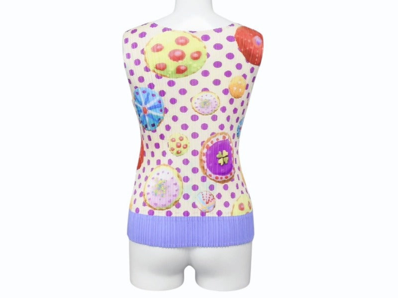 PLEATS PLEASE ISSEY MIYAKE Sleeveless 7562053 Polyester Beige Multicolor Good Condition Used 4b002207