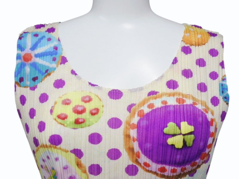 PLEATS PLEASE ISSEY MIYAKE Sleeveless 7562053 Polyester Beige Multicolor Good Condition Used 4b002207