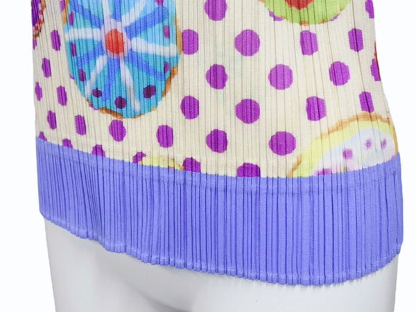 PLEATS PLEASE ISSEY MIYAKE Sleeveless 7562053 Polyester Beige Multicolor Good Condition Used 4b002207
