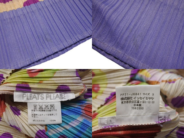 PLEATS PLEASE ISSEY MIYAKE Sleeveless 7562053 Polyester Beige Multicolor Good Condition Used 4b002207