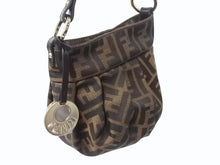 画像をギャラリービューアに読み込む, 新品同様 FENDI フェンディ ミニハンドバッグ ズッカ柄 モノグラム 8BK044 キャンバス レザー ブラウン ゴールド金具 中古 4b002213