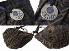 画像をギャラリービューアに読み込む, 新品同様 FENDI フェンディ ミニハンドバッグ ズッカ柄 モノグラム 8BK044 キャンバス レザー ブラウン ゴールド金具 中古 4b002213