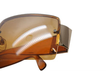 Load image into Gallery viewer, 極美品 CHANEL シャネル リムレス サングラス 4095-B c.125/7F サイズ62□15 125 ココマーク ラインストーン クリアオレンジ 中古 4b002220