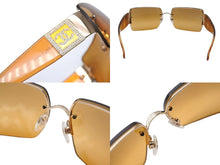 Load image into Gallery viewer, 極美品 CHANEL シャネル リムレス サングラス 4095-B c.125/7F サイズ62□15 125 ココマーク ラインストーン クリアオレンジ 中古 4b002220