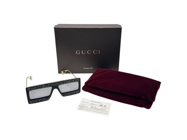 GUCCI Gucci Sunglasses GG0431S Size 60□16 145 Black Gold Rhinestone Metal Plastic Good Condition Used 4b002231